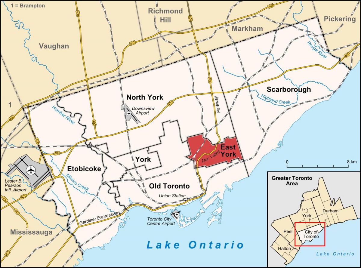 Peta Timur York Toronto