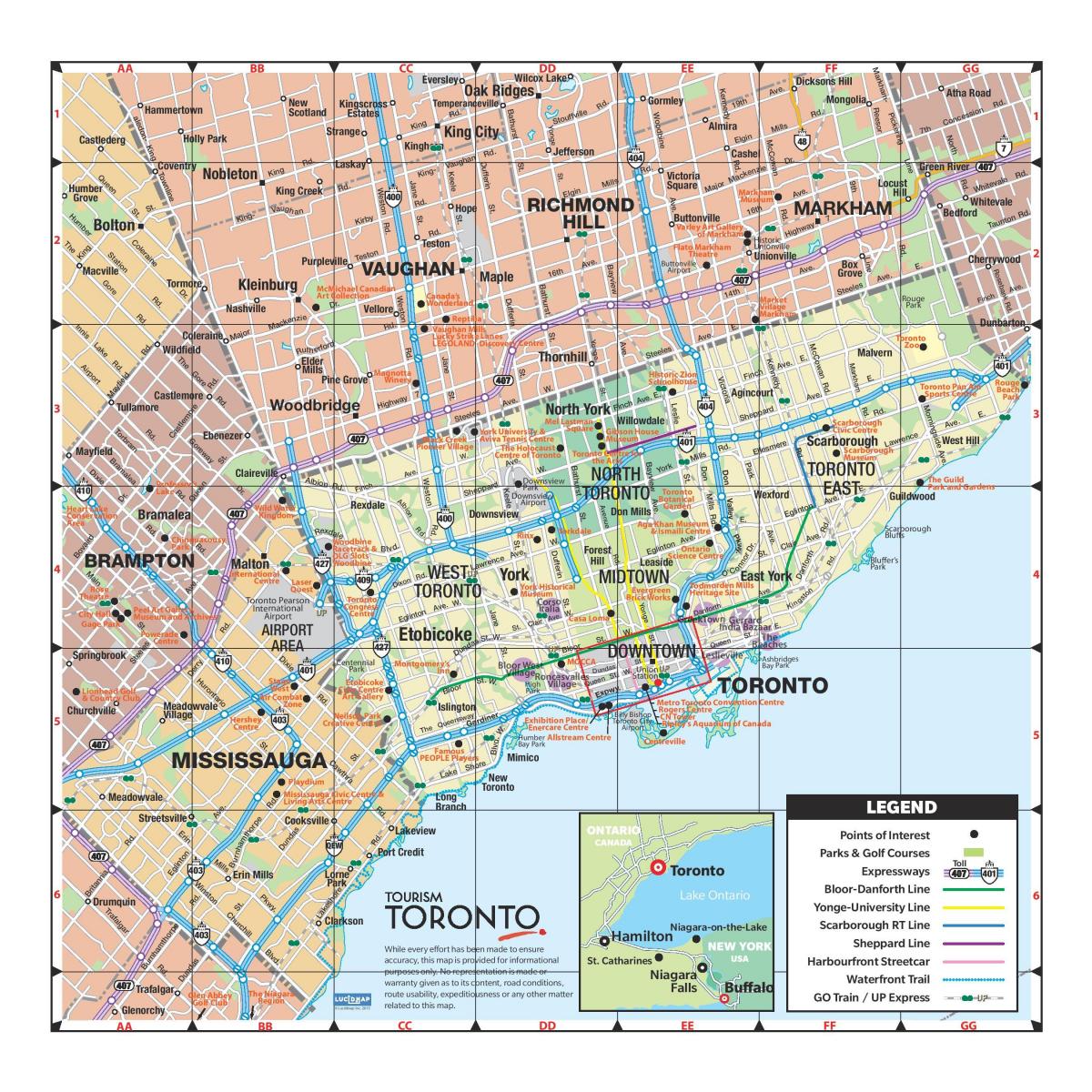Peta yang lebih besar Toronto kawasan