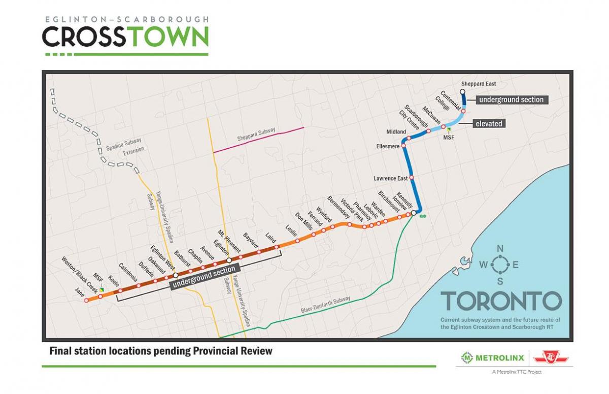 Peta Toronto garis bawah tanah 5 Eglinton
