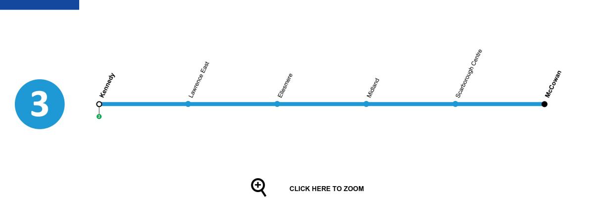 Peta Toronto kereta bawah tanah baris 3 Scarborough RT