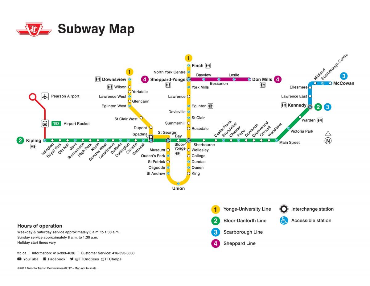Peta Toronto METRO kereta bawah tanah