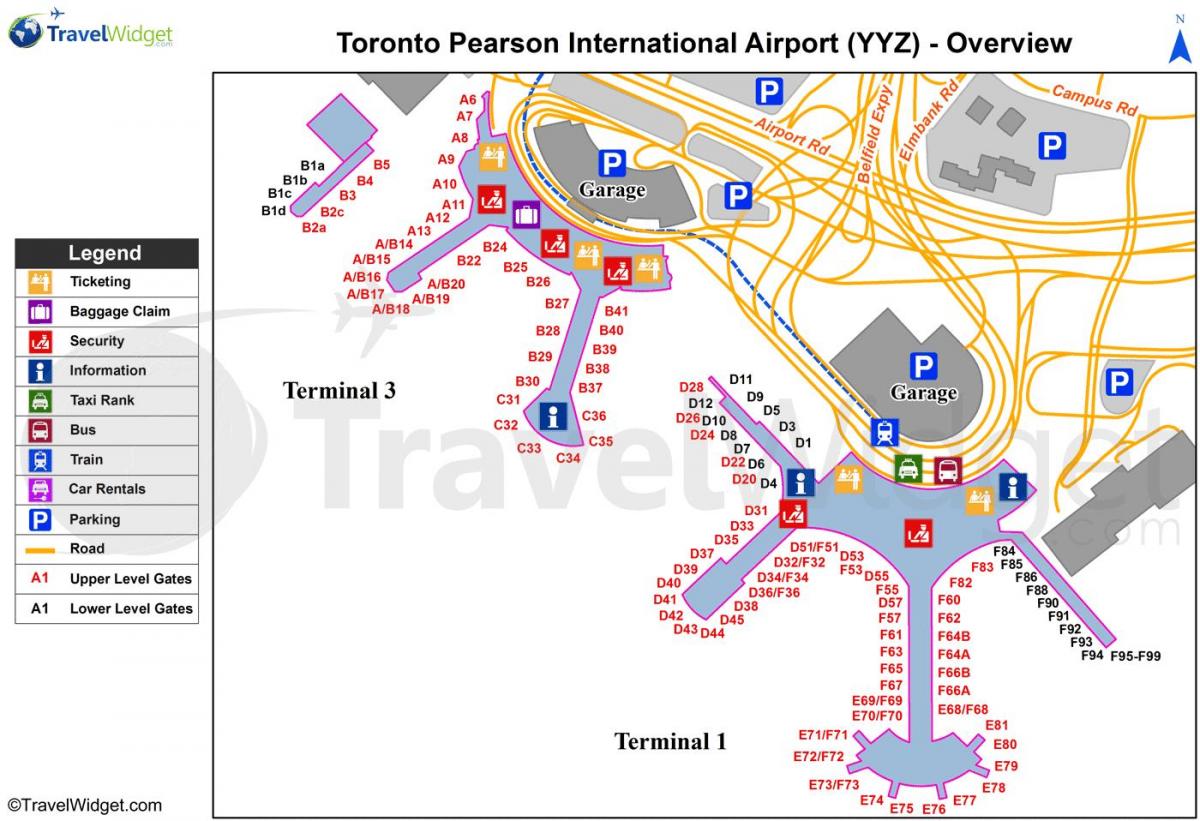 Peta Toronto Pearson international airport