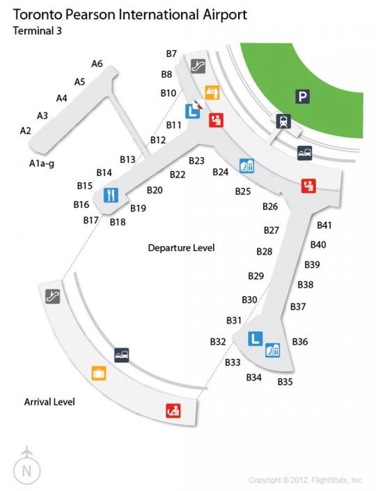 Peta Toronto Pearson International terminal lapangan terbang 3