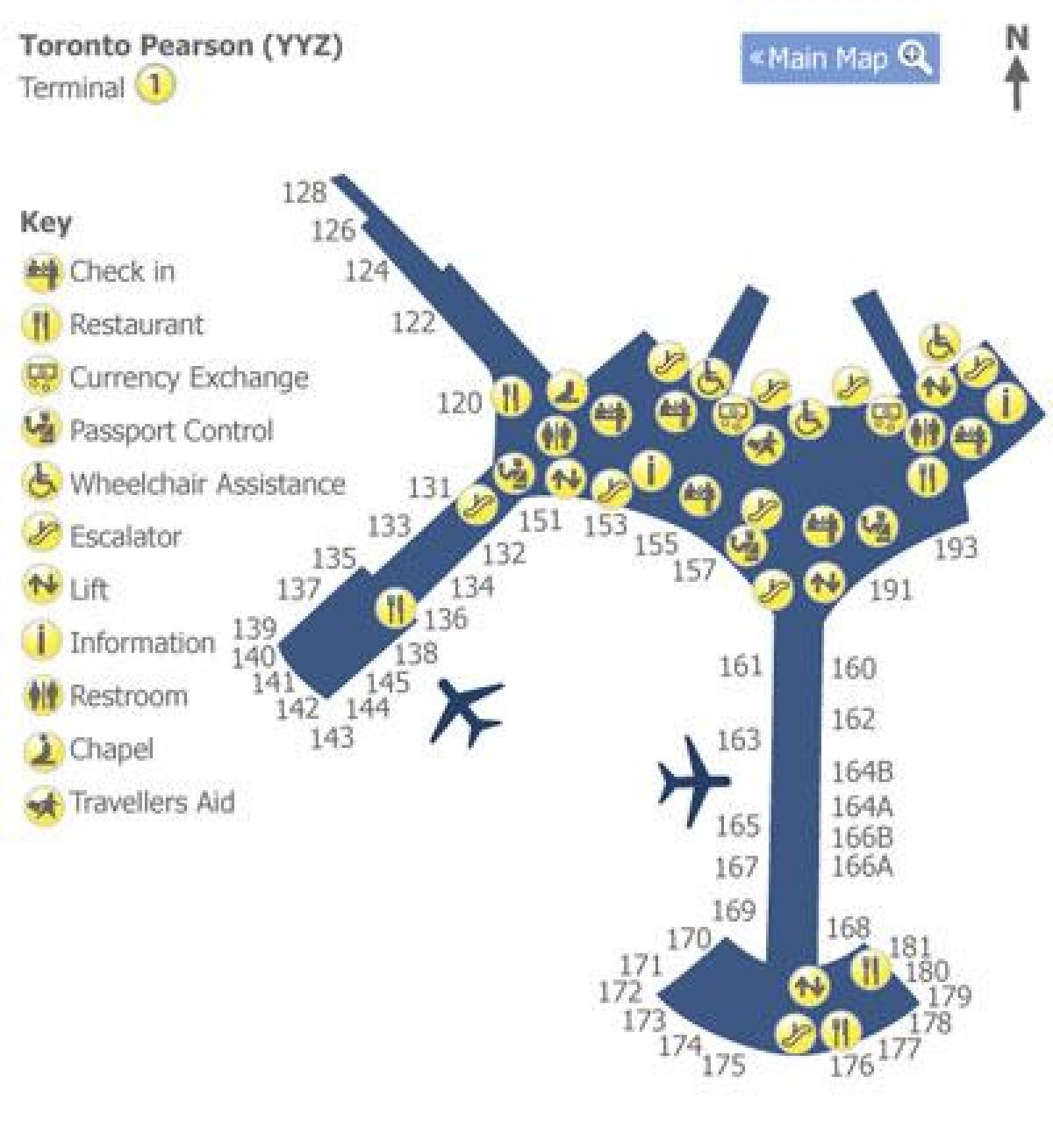 Peta Toronto Pearson terminal lapangan terbang 1