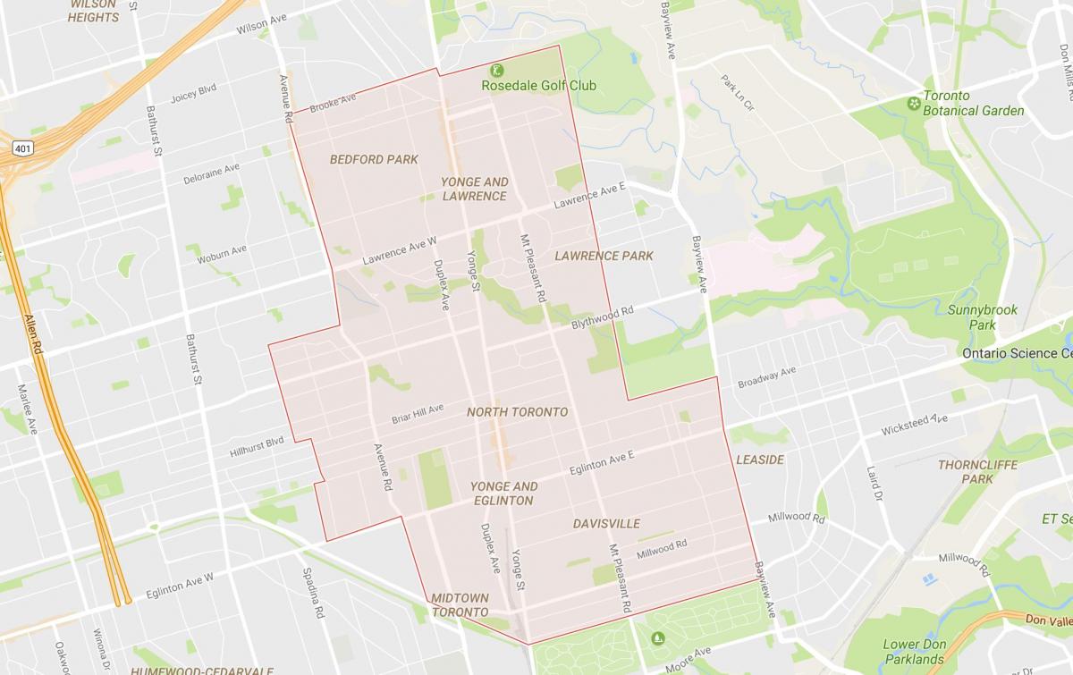 Peta Utara kejiranan Toronto