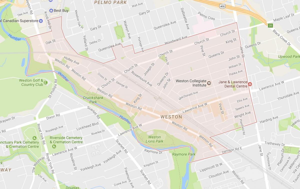 Peta Weston kejiranan Toronto