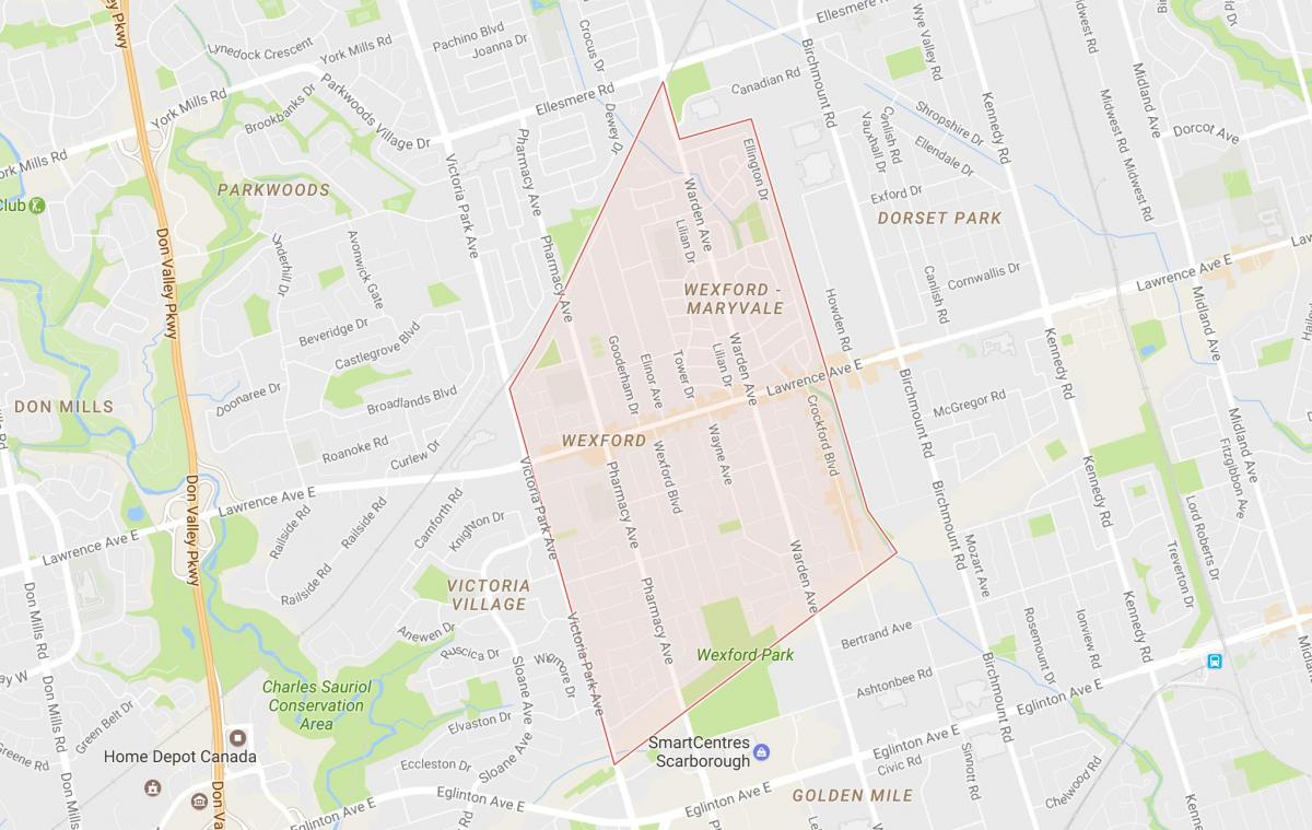 Peta Wexford kejiranan Toronto