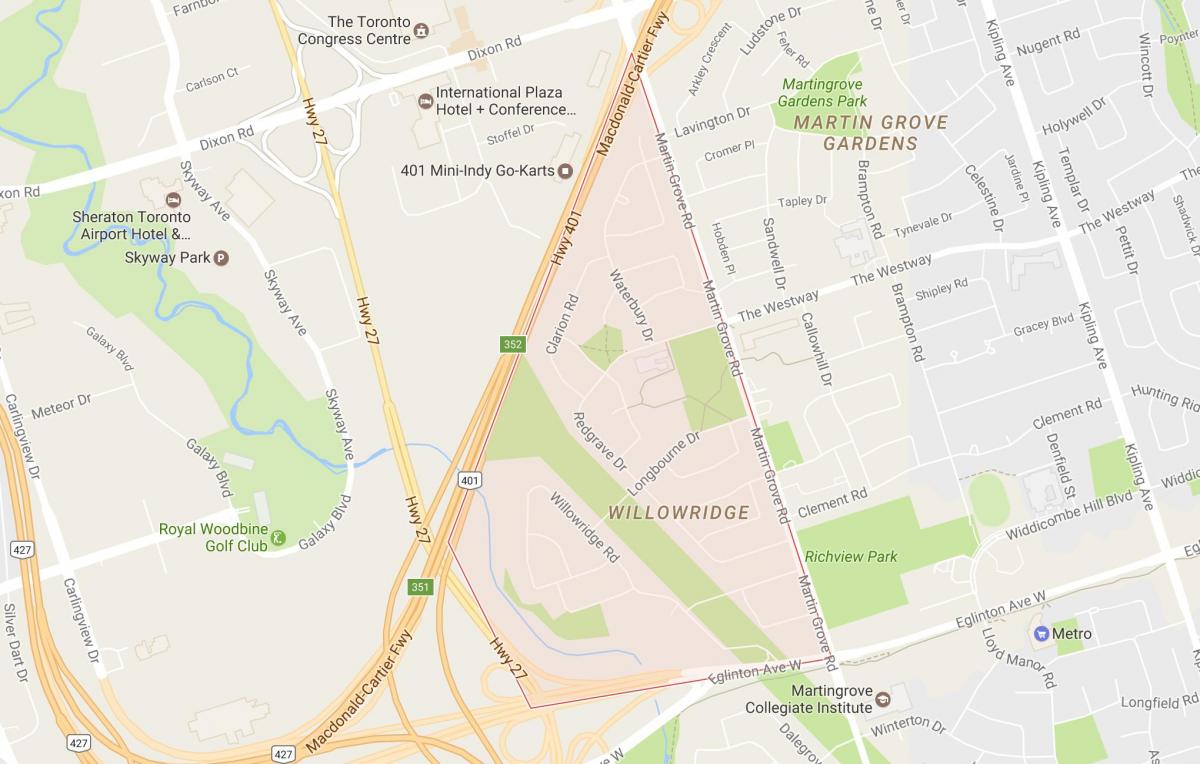 Peta Willowridge kejiranan Toronto