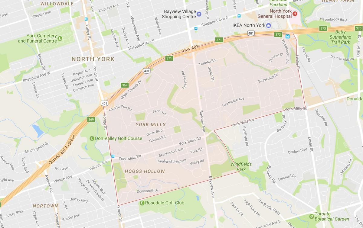 Peta York Mills kejiranan Toronto
