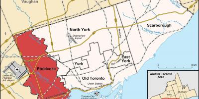 Peta Etobicoke daerah Toronto