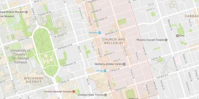 Peta Gereja dan Wellesley kejiranan Toronto