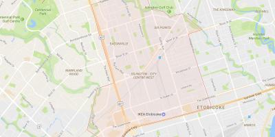 Peta Islington-Pusat Bandar Barat kejiranan Toronto