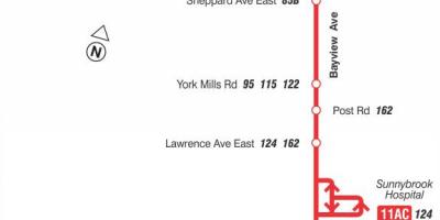 Peta METRO 11 Imperial bas laluan Toronto