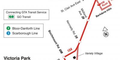 Peta METRO 12 Kingston Rd bas laluan Toronto