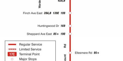 Peta METRO 17 Birchmount bas laluan Toronto