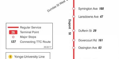 Peta METRO 26 Dupont bas laluan Toronto