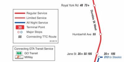 Peta METRO 30 Lambton bas laluan Toronto