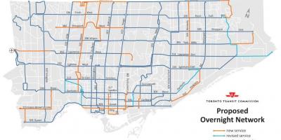 Peta METRO semalaman rangkaian Toronto