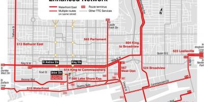 Peta Pantai Timur meningkatkan rangkaian Toronto