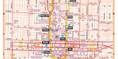 Peta stasiun Kereta bawah tanah di pusat kota Toronto