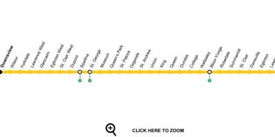 Peta Toronto kereta bawah tanah baris 1 Yonge-Universiti