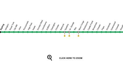 Peta Toronto kereta bawah tanah baris 2 Bloor-Danforth