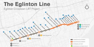 Peta Toronto kereta bawah tanah Eglinton garis projek