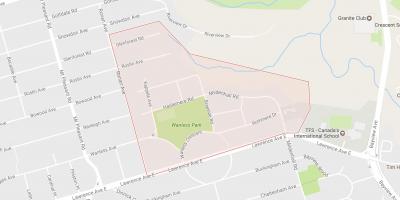 Peta Wanless Park lingkungan Toronto