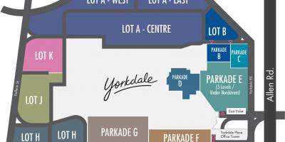 Peta Yorkdale Pusat membeli-Belah di tempat letak kereta